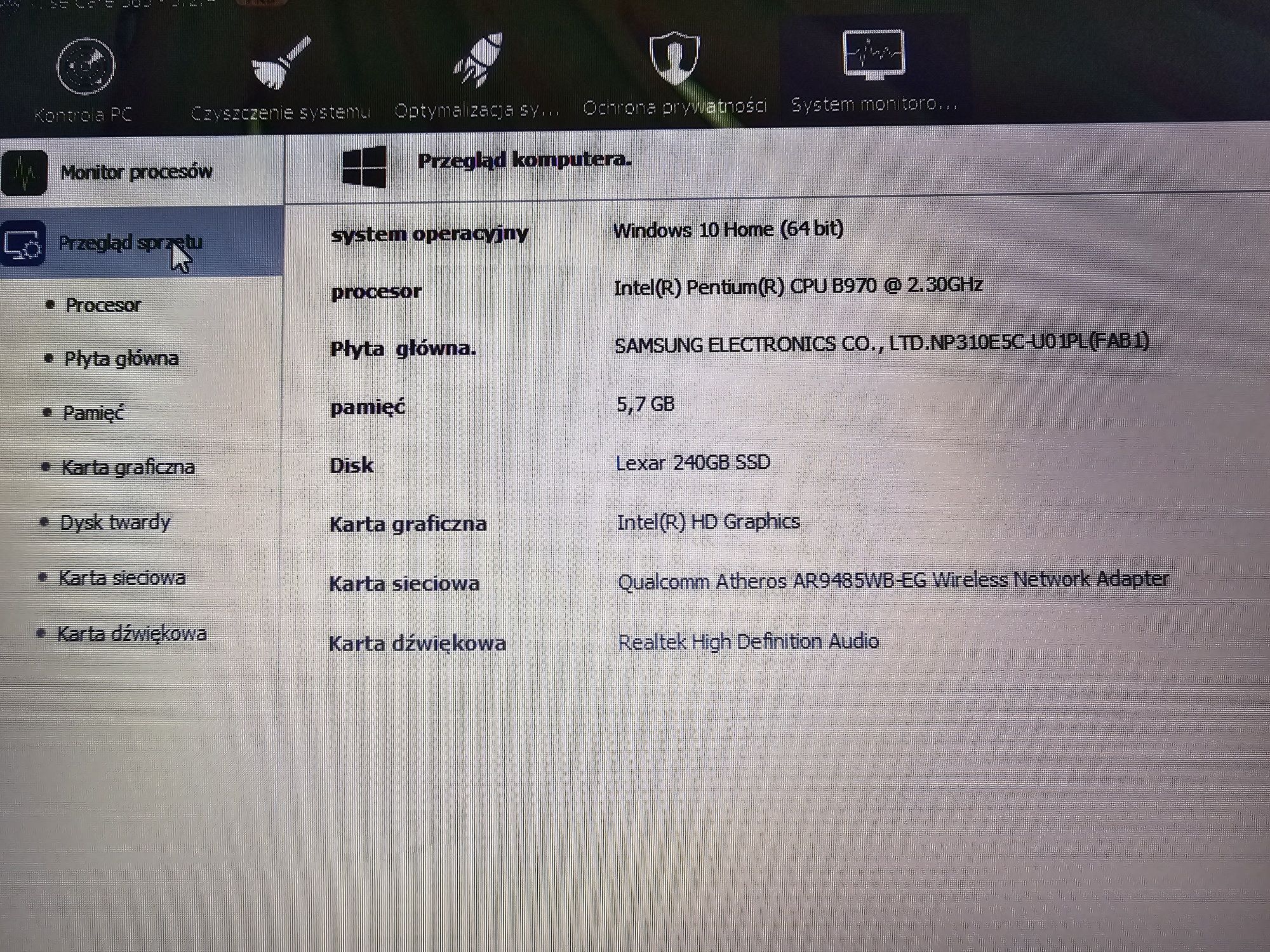 Laptop Samsung 6GB, 240 GB SSD