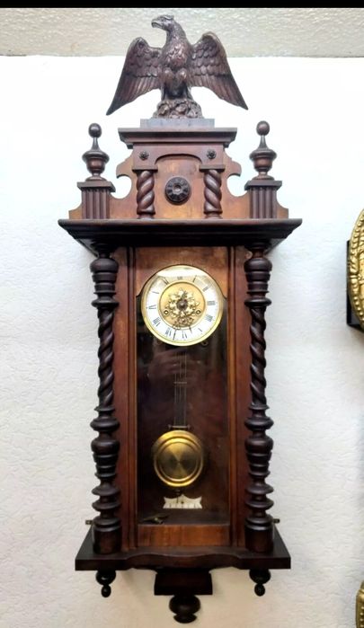 Antyk, duży zegar ścienny z wahadłem  Gustav Becker  Silesia