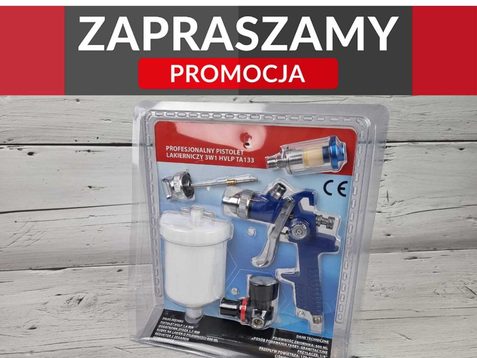 Promocja! Nowy Pistolet Lakierniczy HVLP 4w1 - Reduktor, Odwadniacz