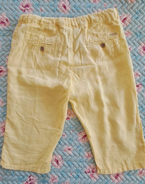 Calções em linho amarelo, Zara, tam 13 anos