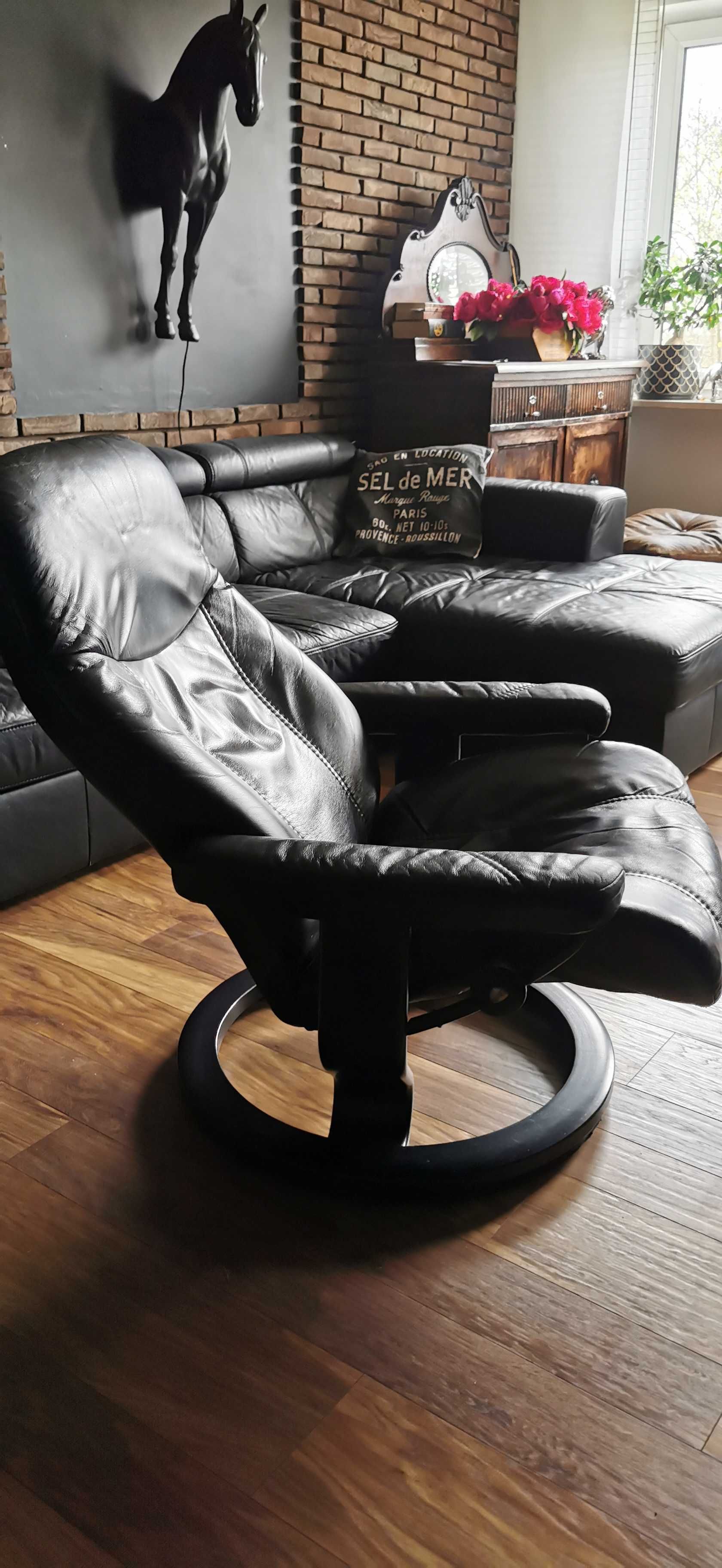 Fotel skórzany Ekornes Stressless, skóra naturalna, rozkładany, design