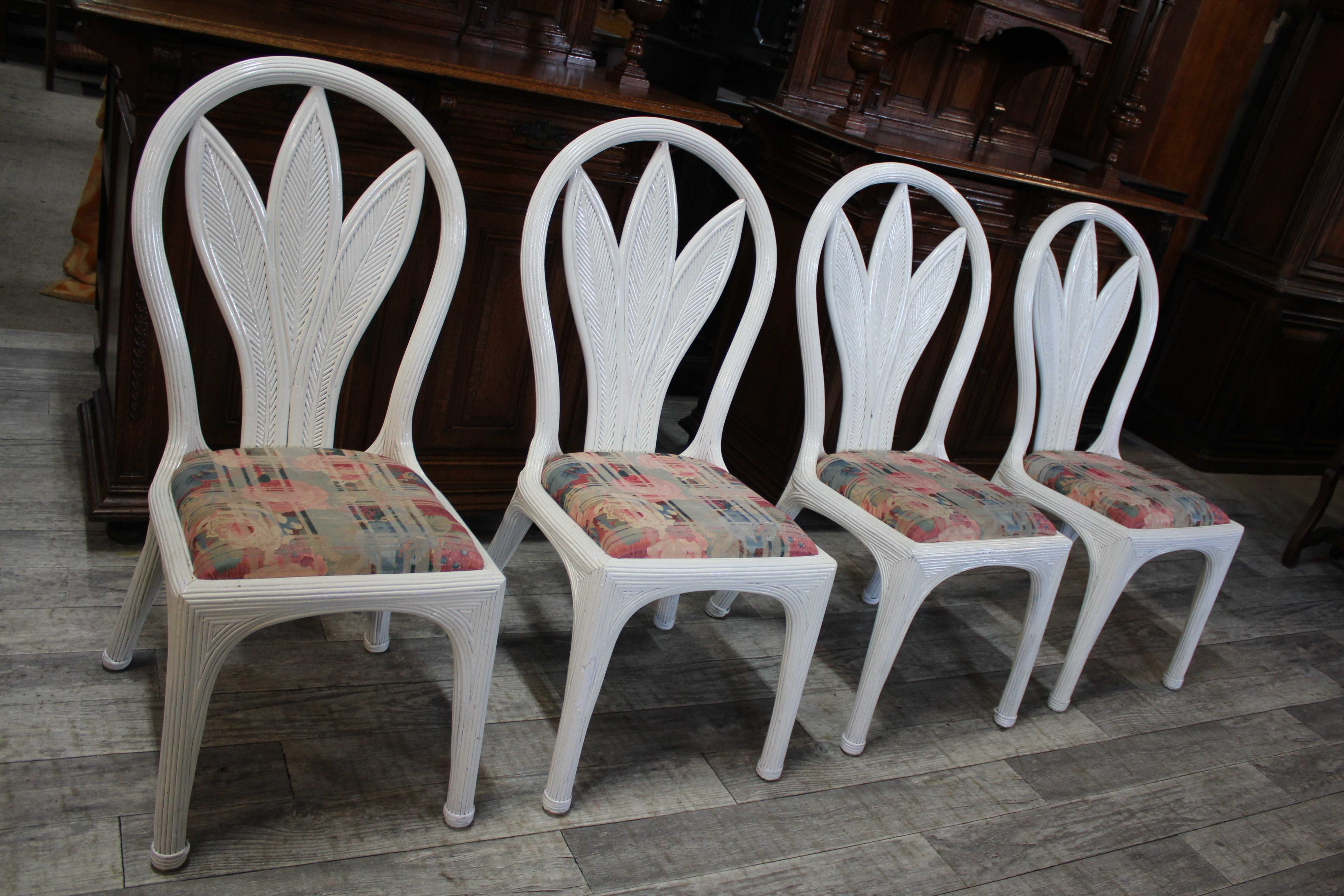 Biały Ogrodowy Ratanowy Komplet Mebli  Stół + 4 Krzesła /Szklany Blat