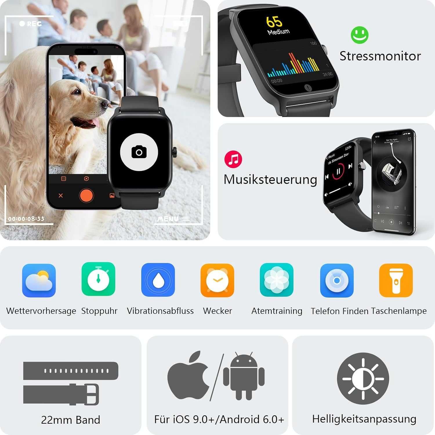 Smartwatch dla mężczyzn i kobiet, Alexa 1,8", IP68, SpO2 DW13 spp81