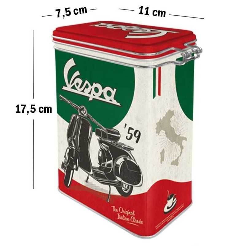 Caixa em Lata - Estilo Retro - Tema Vespa - 1,3Lt de capacidade