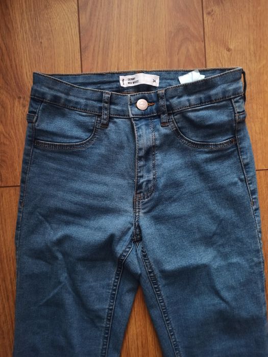 Spodnie jeansy skinny jeans mid waist 34