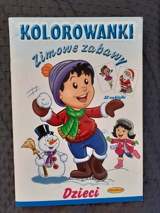 *Kolorowanki, Zimowe zabawy Dzieci plus naklejki