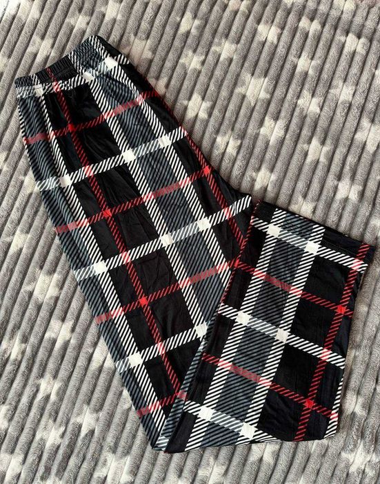 Женские домашние штаны для дома в клетку красные пижамные жіночі штани