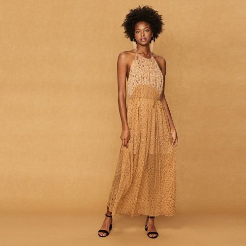 Nowa letnia miodowa musztardowa złota plażowa sukienka maxi Reserved L