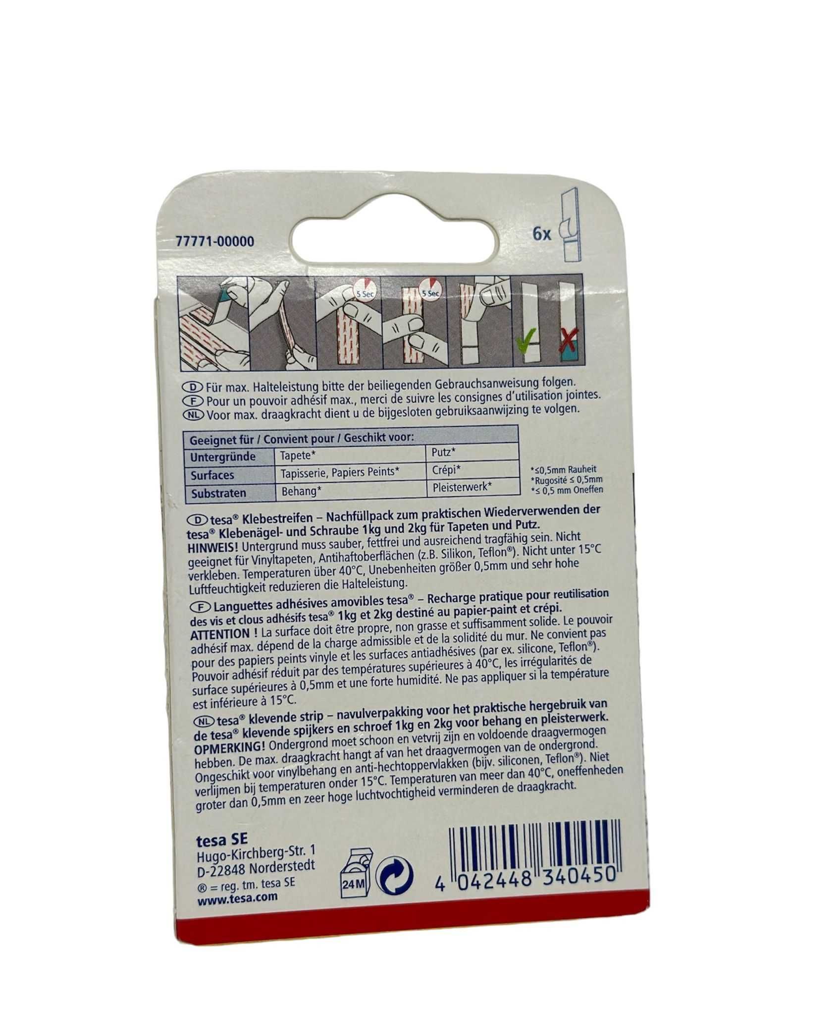 TESA Plastry montażowe samoprzylepne do tapet 6szt x 1kg kod 896