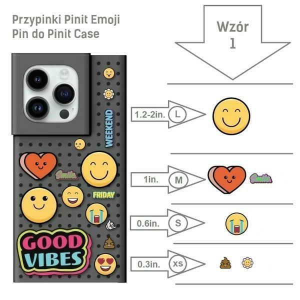 Etui Pinit Dynamic + Przypinki Emoji - iPhone 14 Pro 6.1" - Czarny