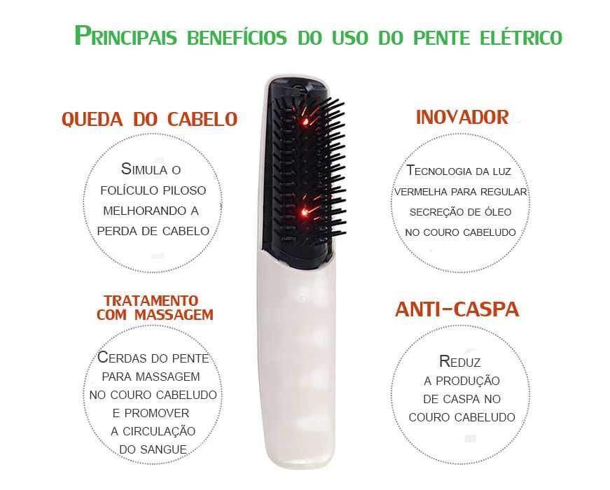 Pente cabelo - Tratamento capilar para queda de cabelo e massagem