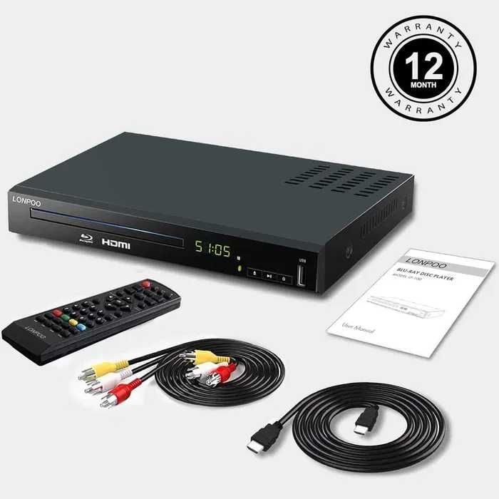 Odtwarzacz Blu Ray DVD, Full HD 1080P HDMI USB Lonpoo LP-100