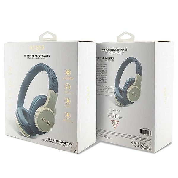 Słuchawki nauszne Guess 4G Script Bluetooth - niebieskie