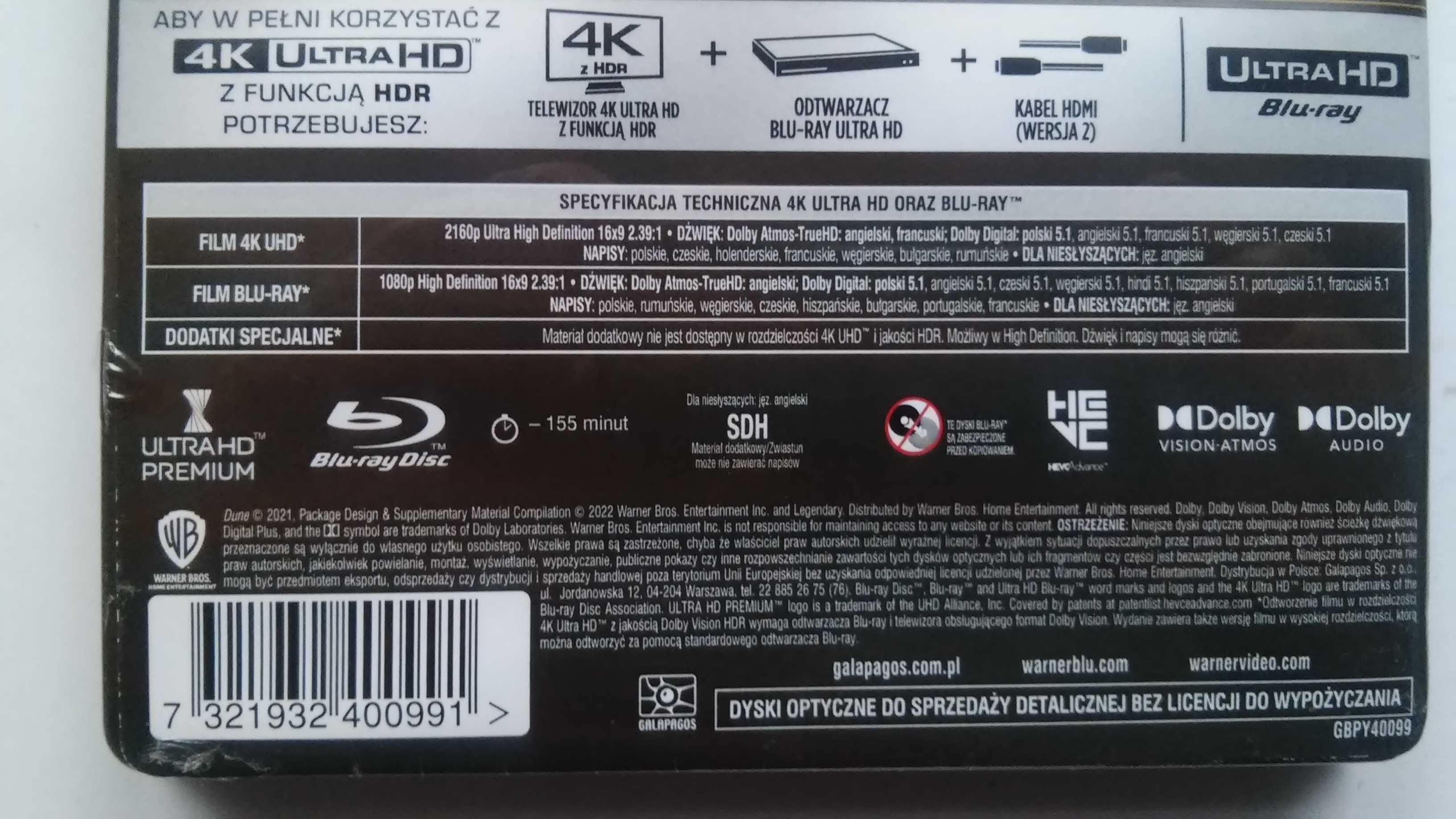 Dune - Limited Edition Steelbook płyta Blu-ray 4K
