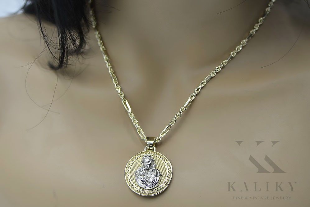 Złoty medalik ikona 14k 585 zawieszka Bozia pm027yw (unisex) Wrocław