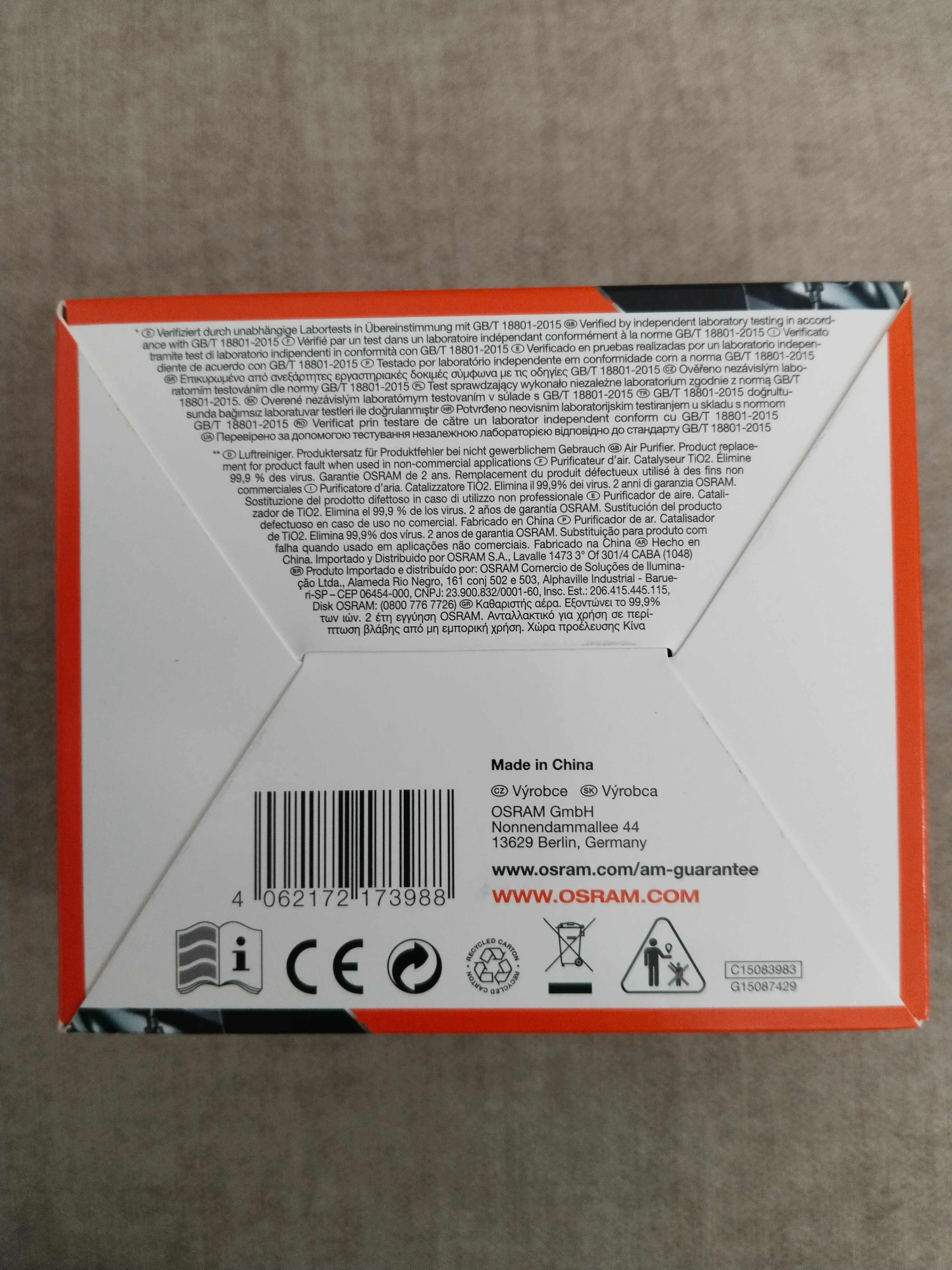 Jonizator oczyszczacz powietrza Osram AirZing Mini do auta domu