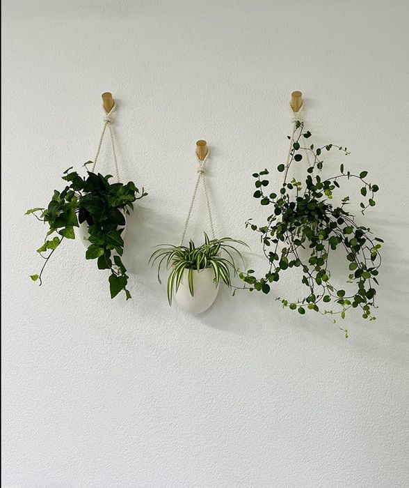 Komplet 3 nowych doniczek wiszących na ścianę w stylu boho loft balkon