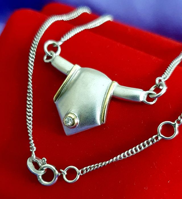 Naszyjnik Modernistyczny srebro 925 złocenie