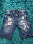 Niebieskie jeansowe spodenki z przetarciami uniwersalne meskie w bdb s
