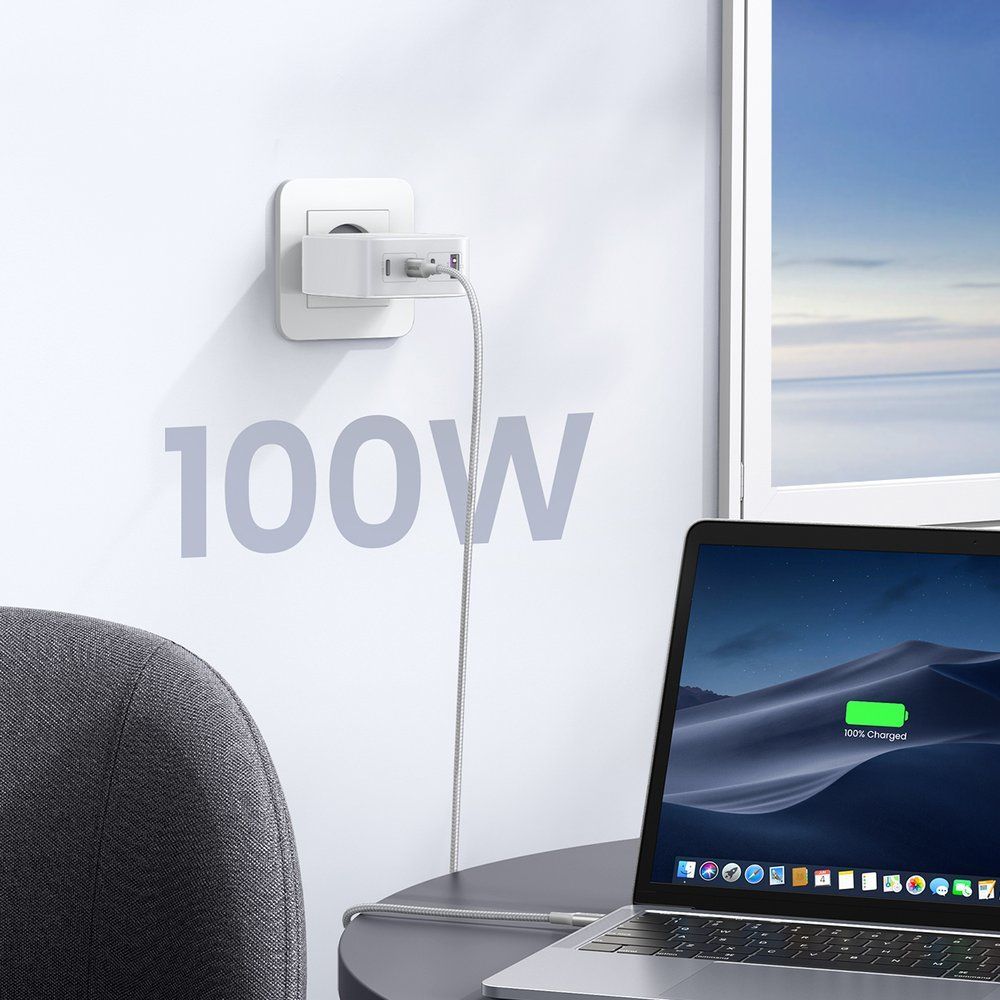 szybka ładowarka gan 3x usb-c usb 100w pps pd power delivery biała