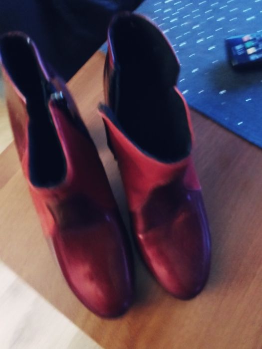 Botki 37 xa kostke damskie bordo srebro