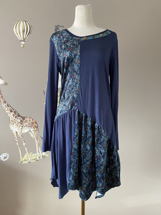 Granatowa sukienka z wiskozh Joe Browns boho art M/L