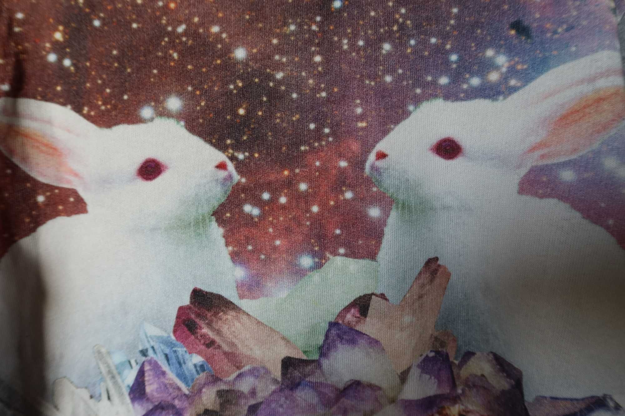 Bluza MOLO 128 szary melanż króliki zajączki zające białe zwierzęca