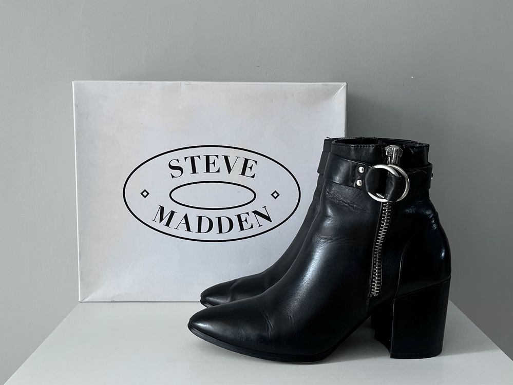 Czarne skórzane botki Steve Madden r. 39