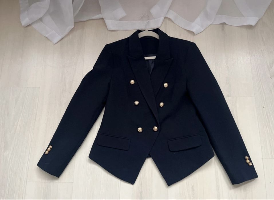 Marynarka damska grantaowa złote guziki