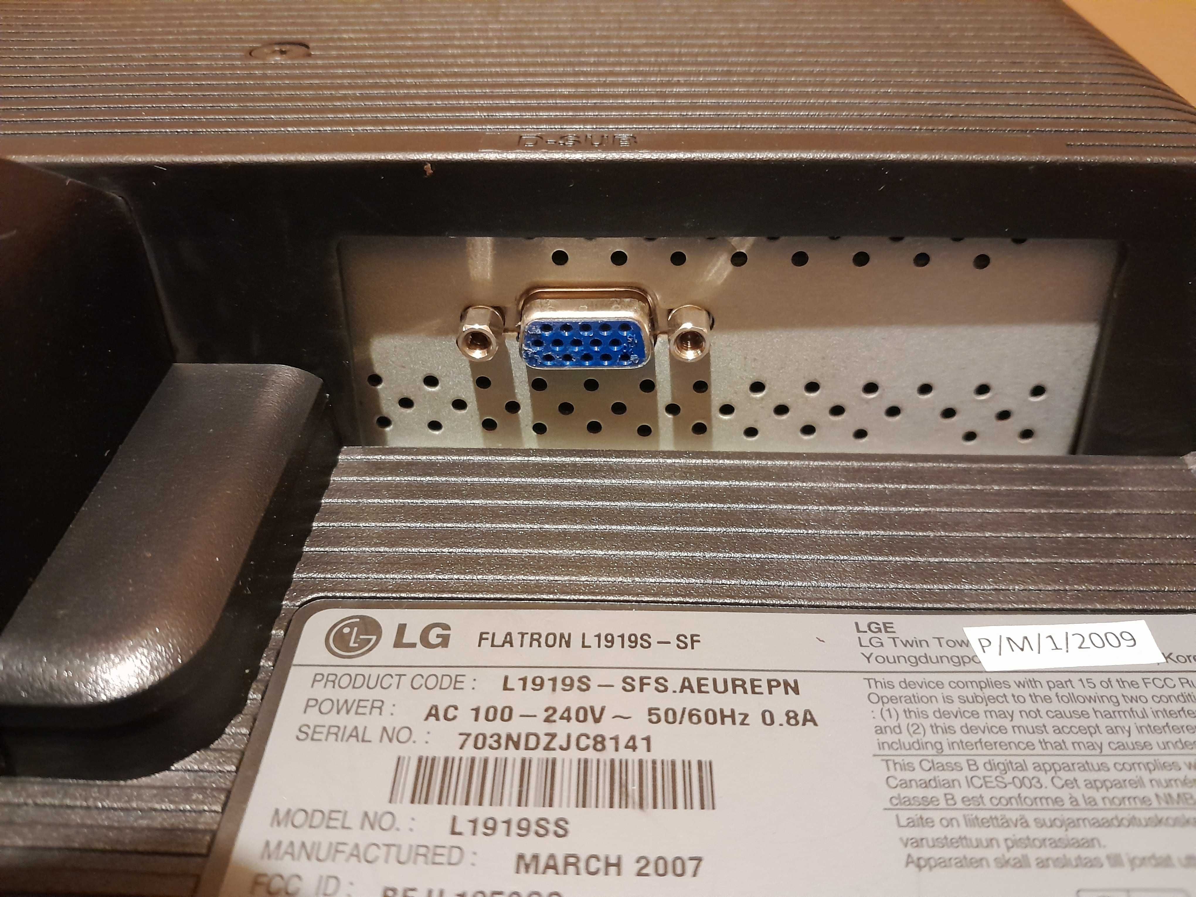 Monitor LG Flatron, 19" model L1919S, sprawny