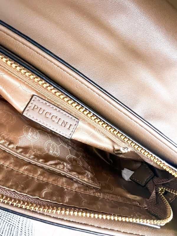 Nowa z metkami brązowa torebka listonoszka kolor taupe Puccini