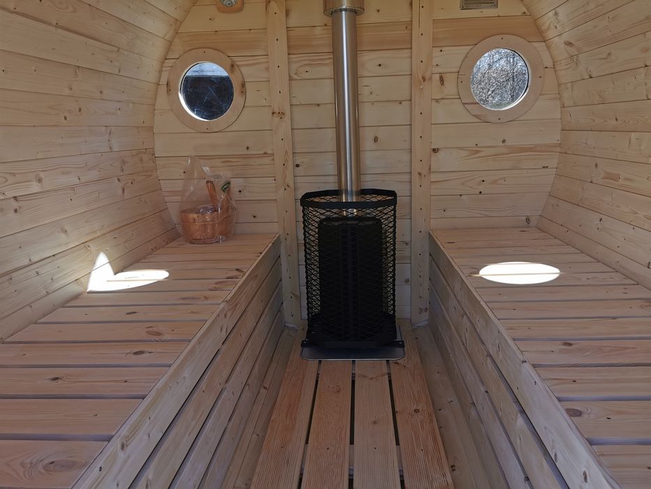 Sauna Ogrodowa 2,5 m x 2,2 m Cały komplet Piec Zewnętrzny
