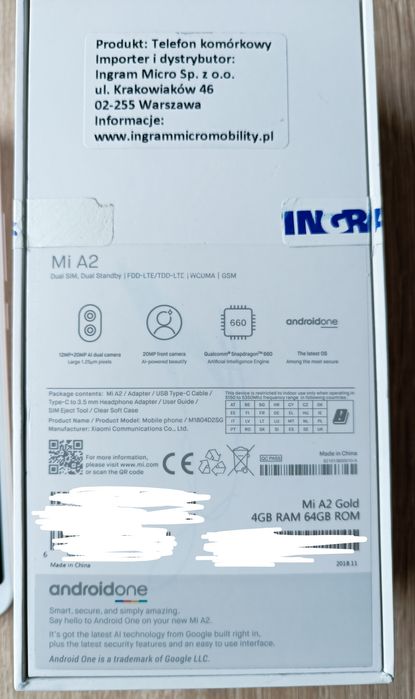 Smartfon Xiaomi Mi A2 4/64GB