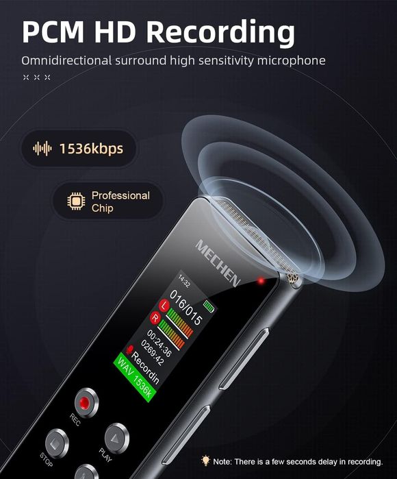 MECHEN Dyktafon 64 GB,, sterowanie głosem