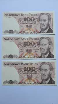 Banknoty 100 zł z 1986 roku PRL UNC