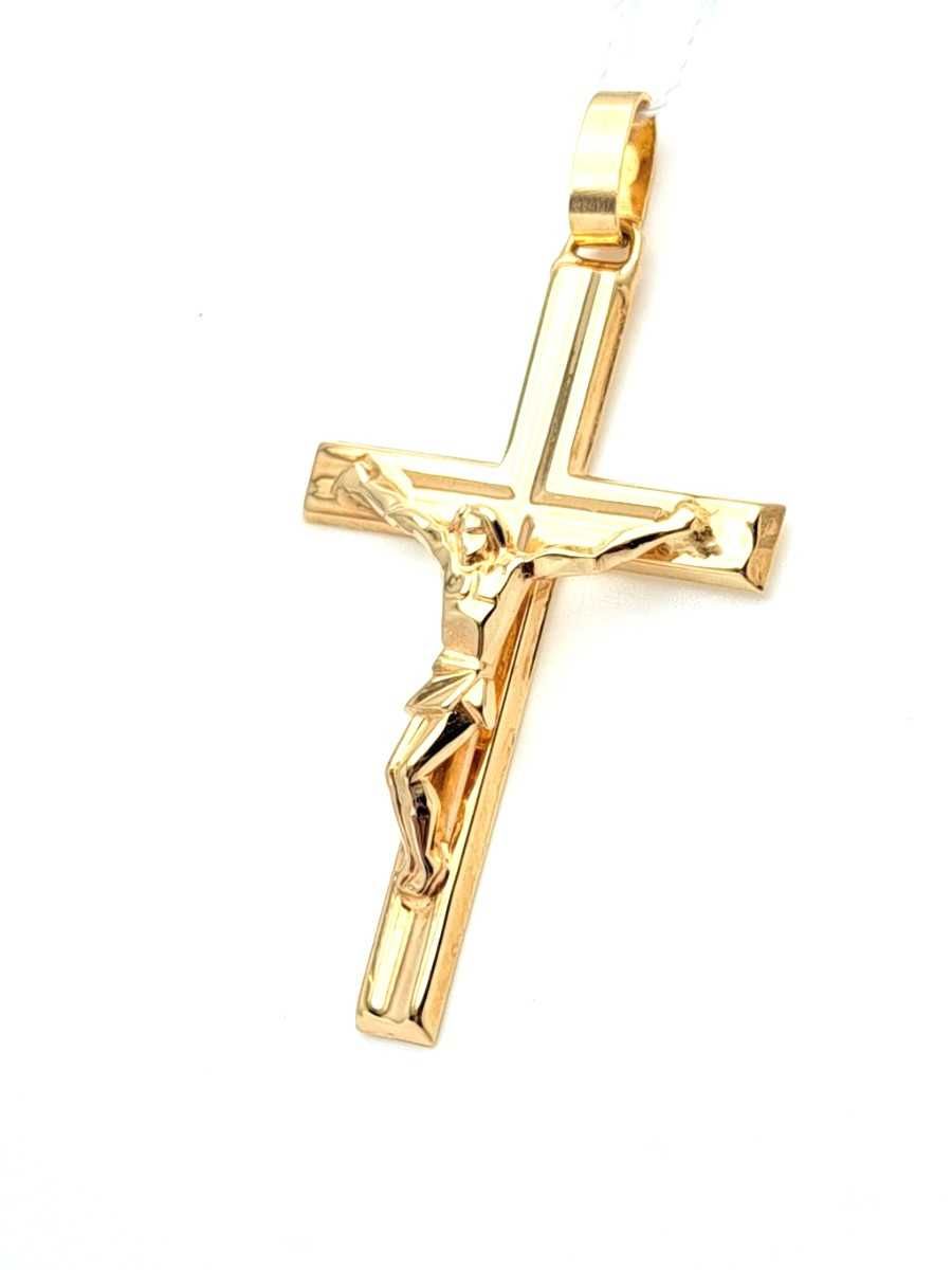 WYPRZEDAŻ !-30% Duży Krzyżyk z Jezusem Złoty pr.375 Z-224