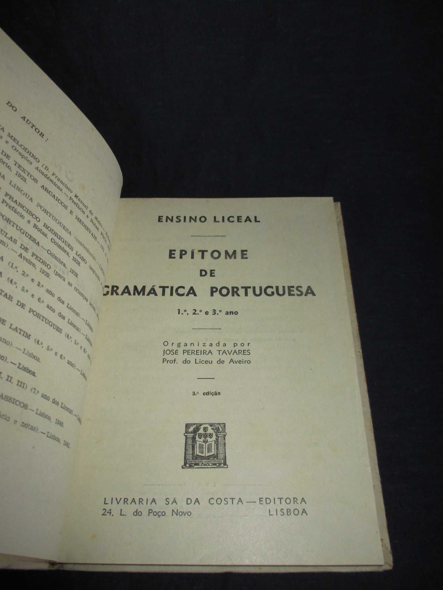 Livro Epítome de Gramática Portuguesa José Pereira Tavares 1941