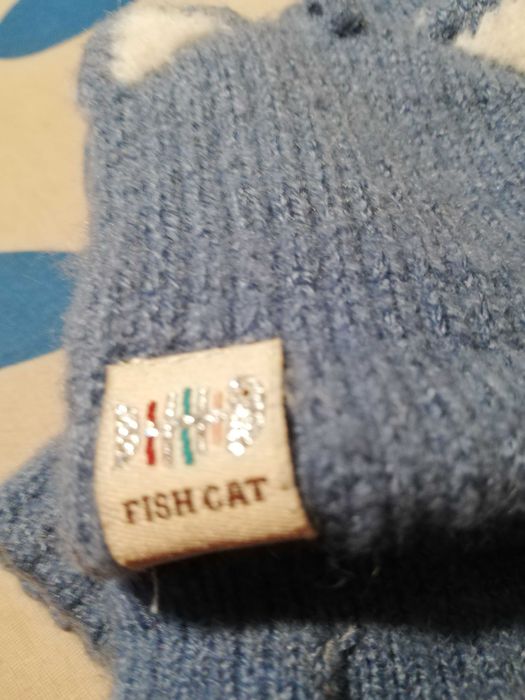 Rękawiczki wełniane bez palców z klapką kotki Fish Cat XS/S/M