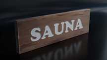 Napis SAUNA z drewna  wycinany maszyną CNC