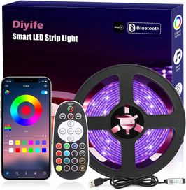 Taśma Led Rgb Diyife 3M 16W Led Bluetooth Aplikacja Pilot Na Usb