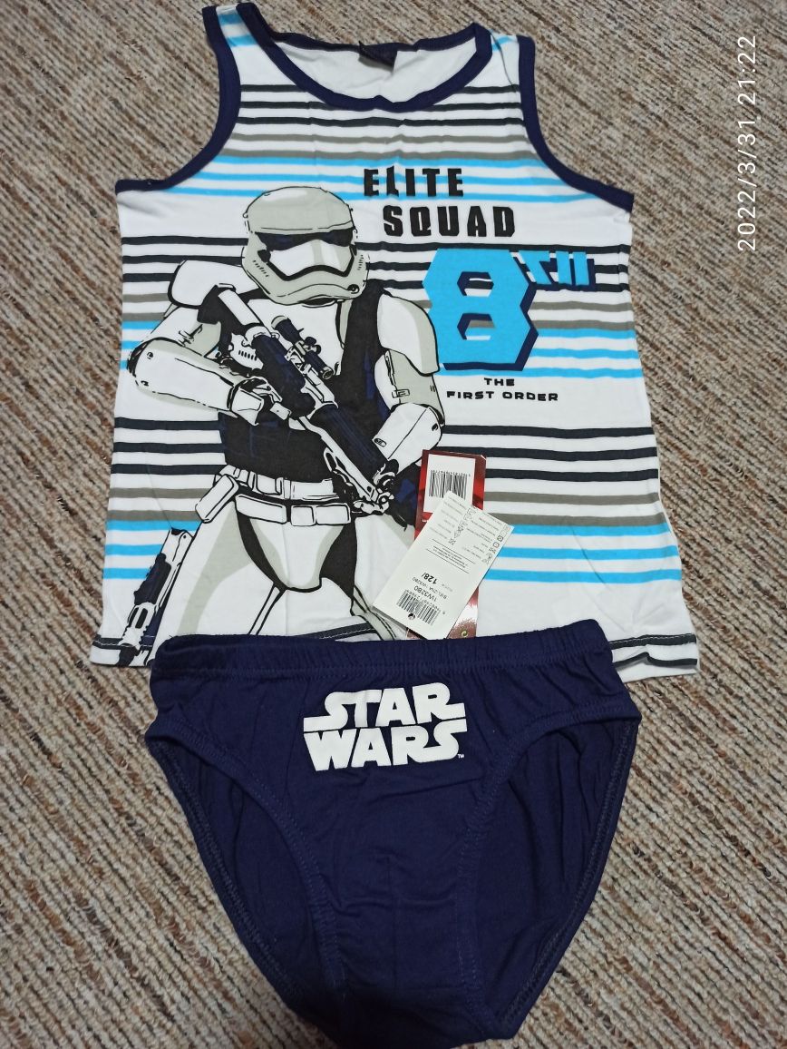 Komplet nowy Star Wars podkoszulka i majtki dla chłopca 128/134