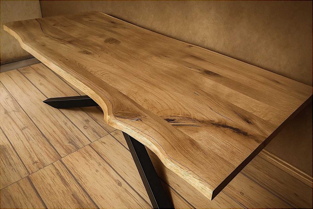 Stół Pająk Dębowy LOFT, 100% Lite Drewno DĄB, Rozkładany.