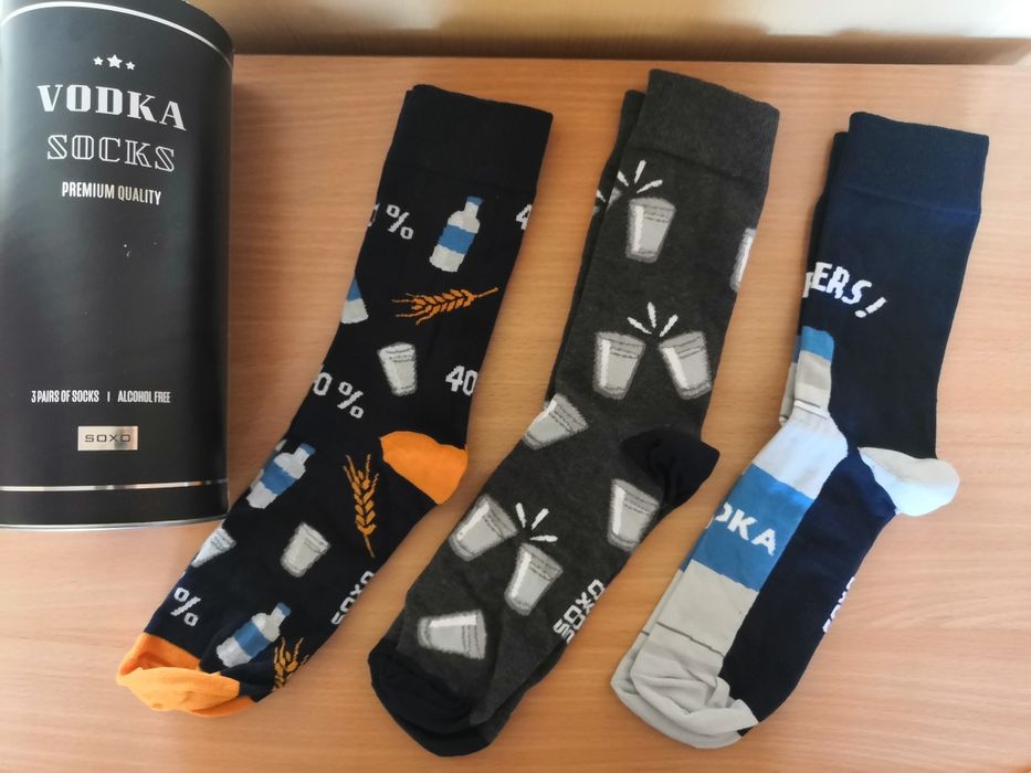 Skarpetki męskie SOXO Vodka Socks - Zestaw 3 pary w tubie