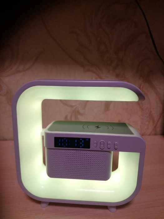 Універсальна бездротова лампа-колонка з будильником, RGB