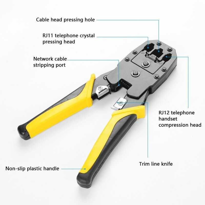 Kit de ferramentas de rede RJ45: equipamento de testes de cabos, etc.