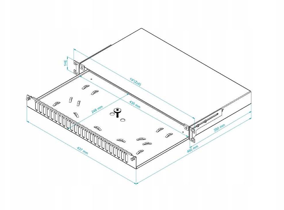 Przełącznica Światłowodowa Szuflada RACK 19" 1U 24xSC Duplex Czarna