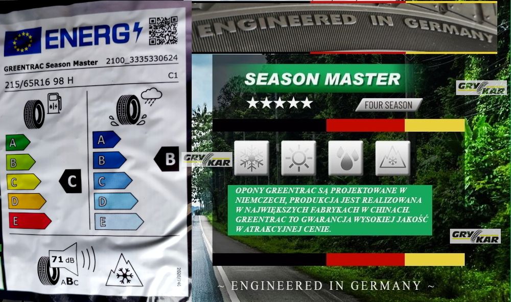 Opony 215/65R16 Greentrac Season Master 2025r C/B/71dB 3 lata gwar.