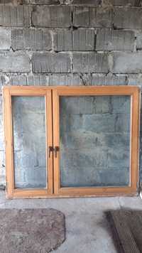 Okno drewniane 1780x1420mm jasny brąz.