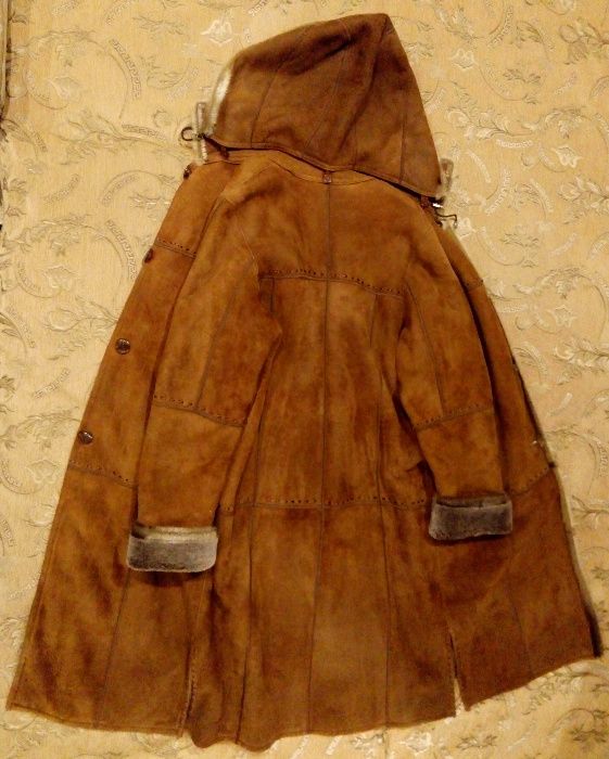 Дублёнка-пальто (длинная) женская коричневая