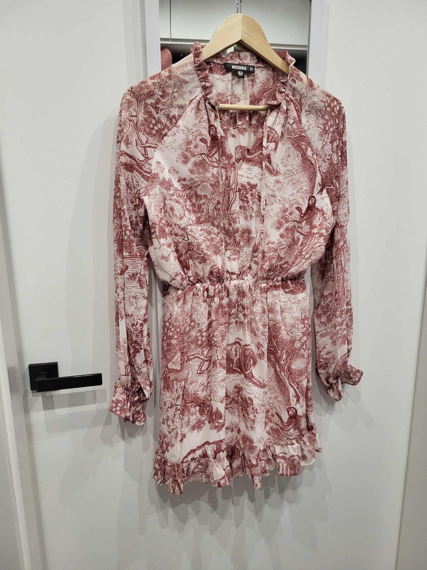 Sukienka S M missguided szyfonową lekka zara rozkloszowana mini